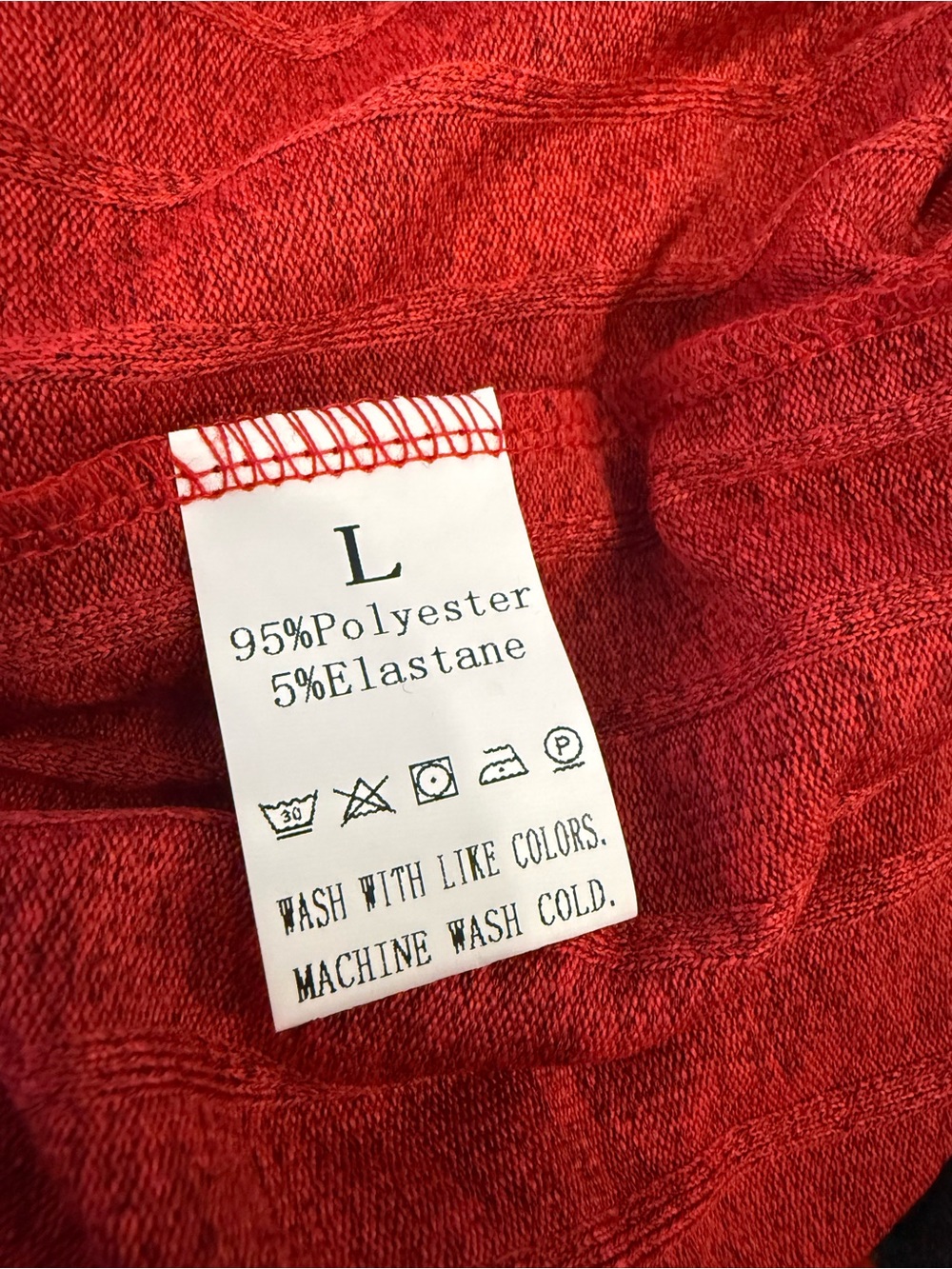 Women's Red Ribbed Crew Neck Sweater - Picture 3 of 3